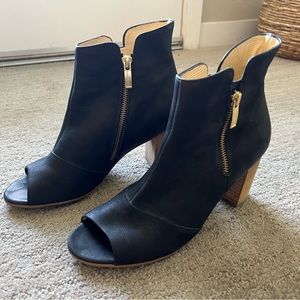 Paul Green Bellini Black Open Toe Double Zipper Black Ankle Booties
